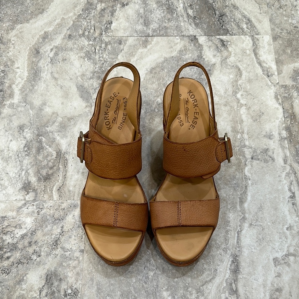 Kork-Ease Brown Leather Slingback Sandals